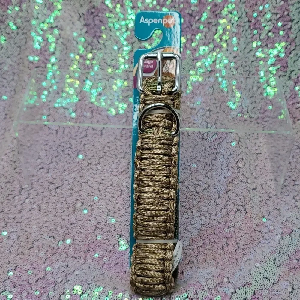 Paracord Dog Collar Size L 1 x 22-26 inches NWT by AspenPet